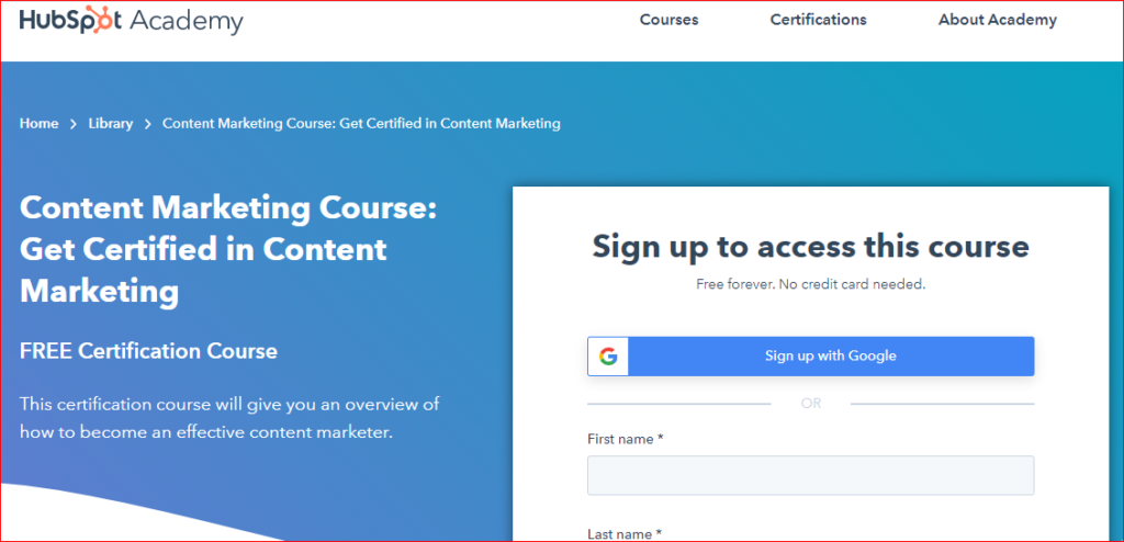 HubSpot Content Marketing Certification